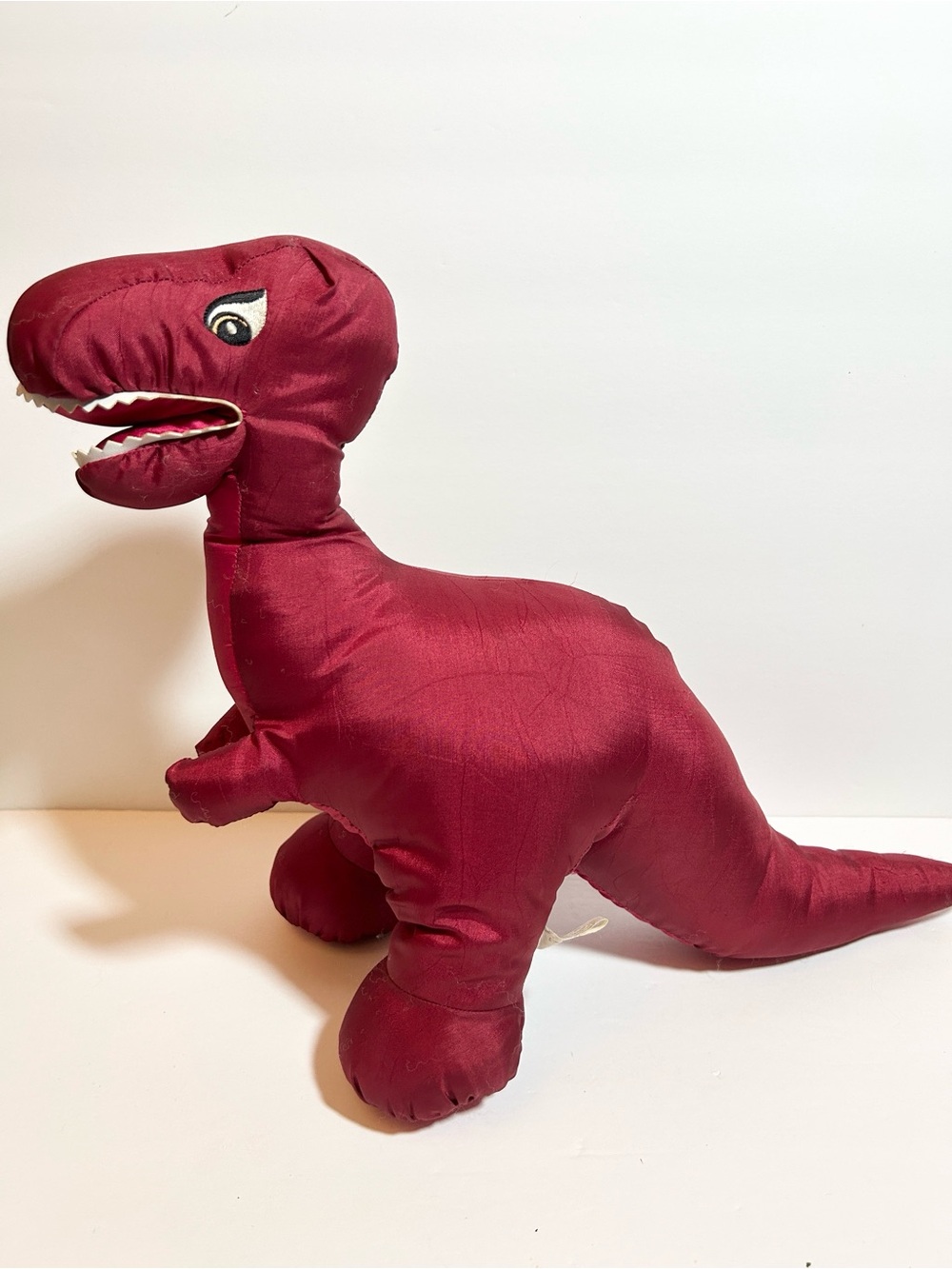 Vtg 1987 Potpourri Press Red T-Rex Dinosaur Nylon Plush 13" Puffalump Style